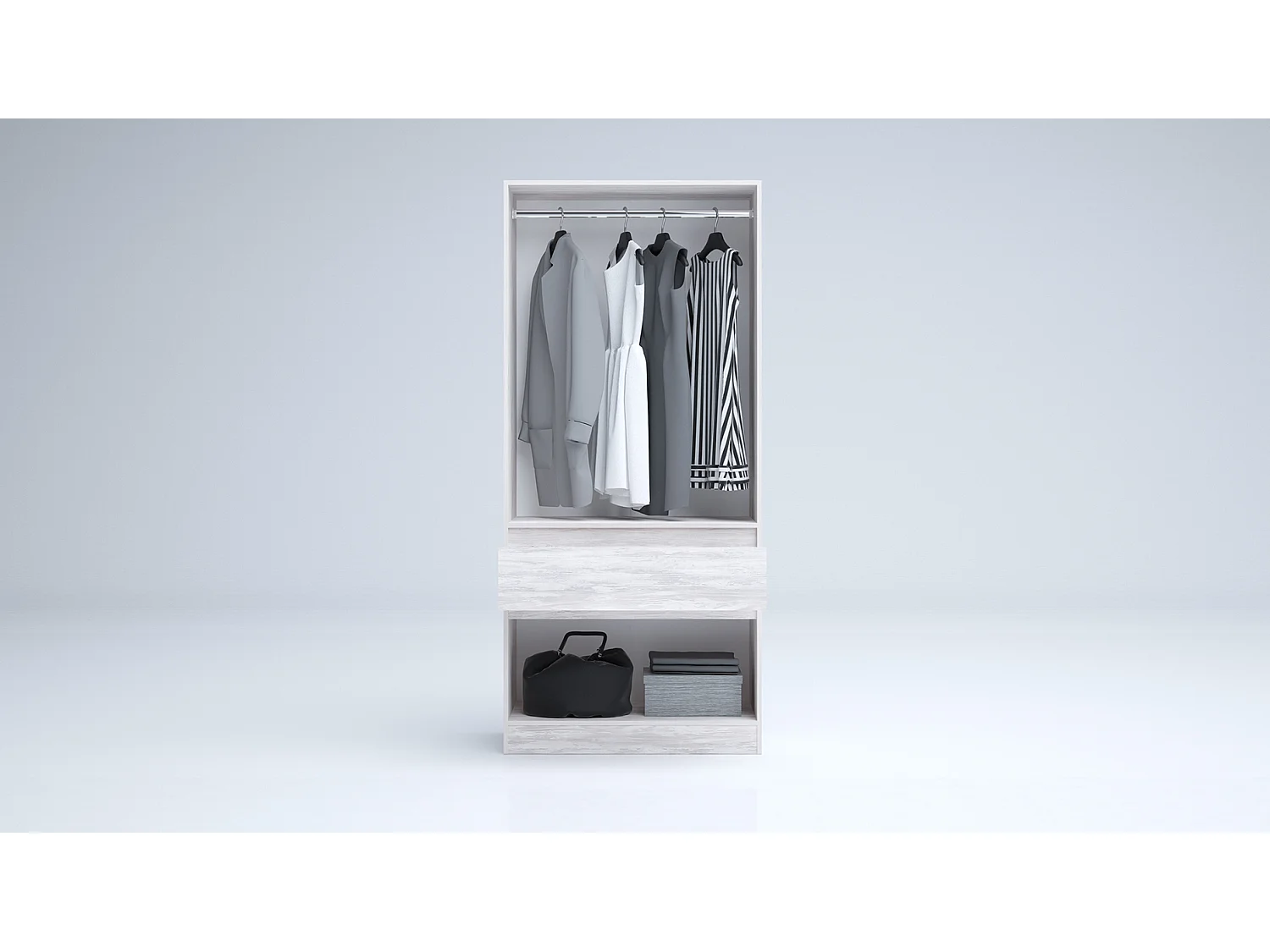 Armadio 4 ante e 1 cassetto 90x200x52 cm bianco legno AG55