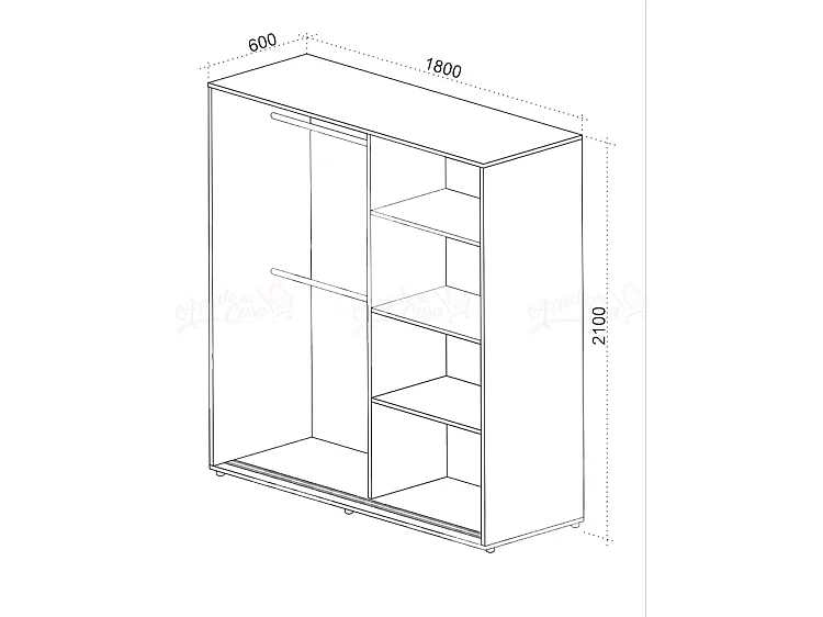 Armadio con anta scorrevole con specchio stile moderno 180x210 nero e rovere AU40