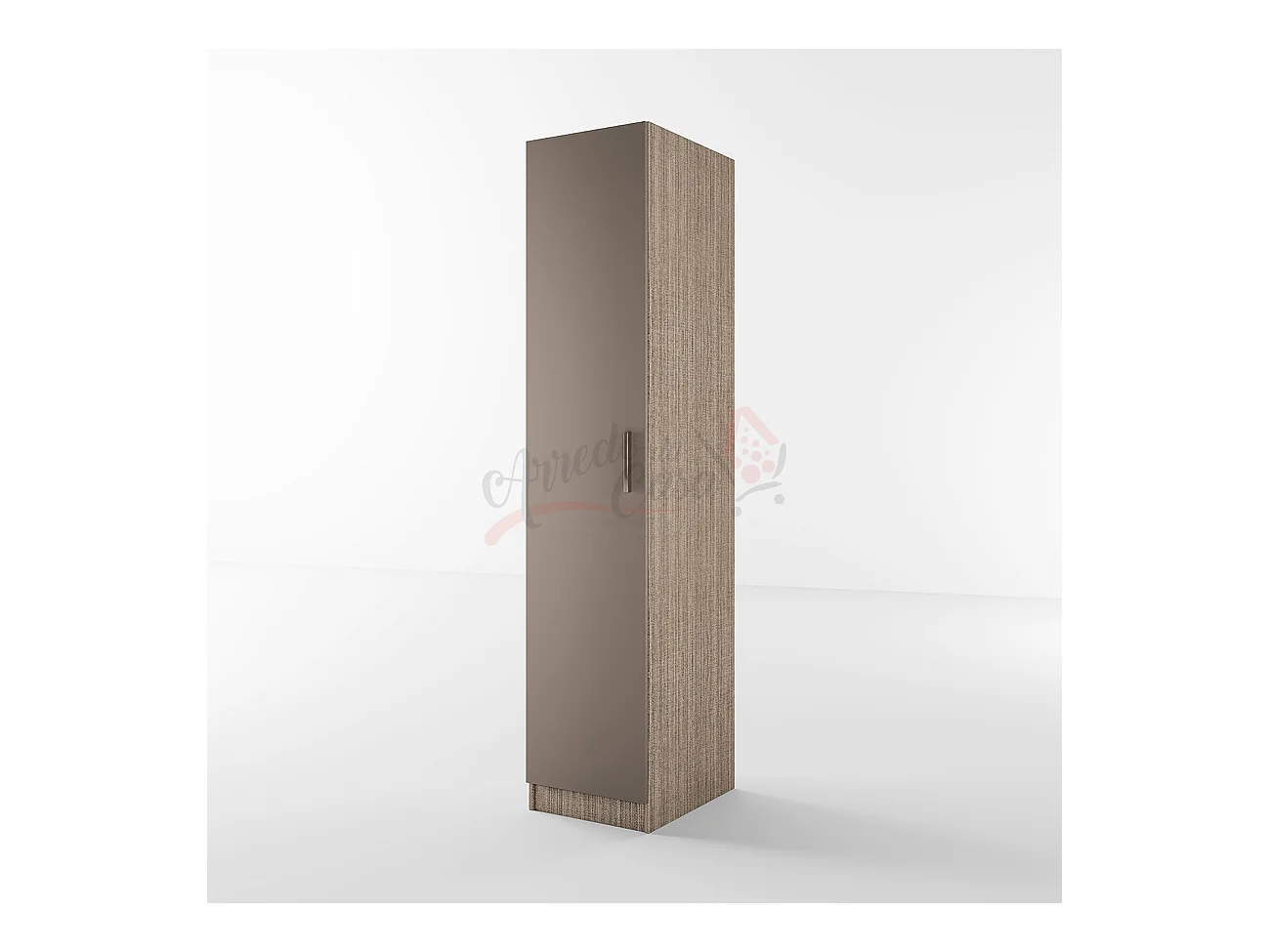 Armadio con anta battente a colonna moderno effetto legno 40x191 beige scuro e lino AI1010