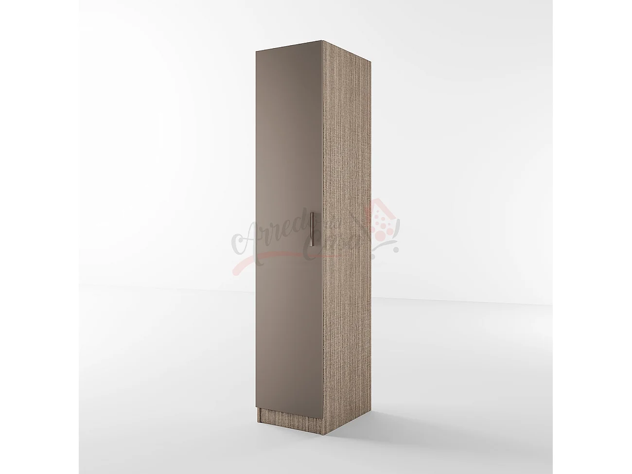 Armadio con anta battente a colonna moderno effetto legno 40x191 beige scuro e lino AI1010