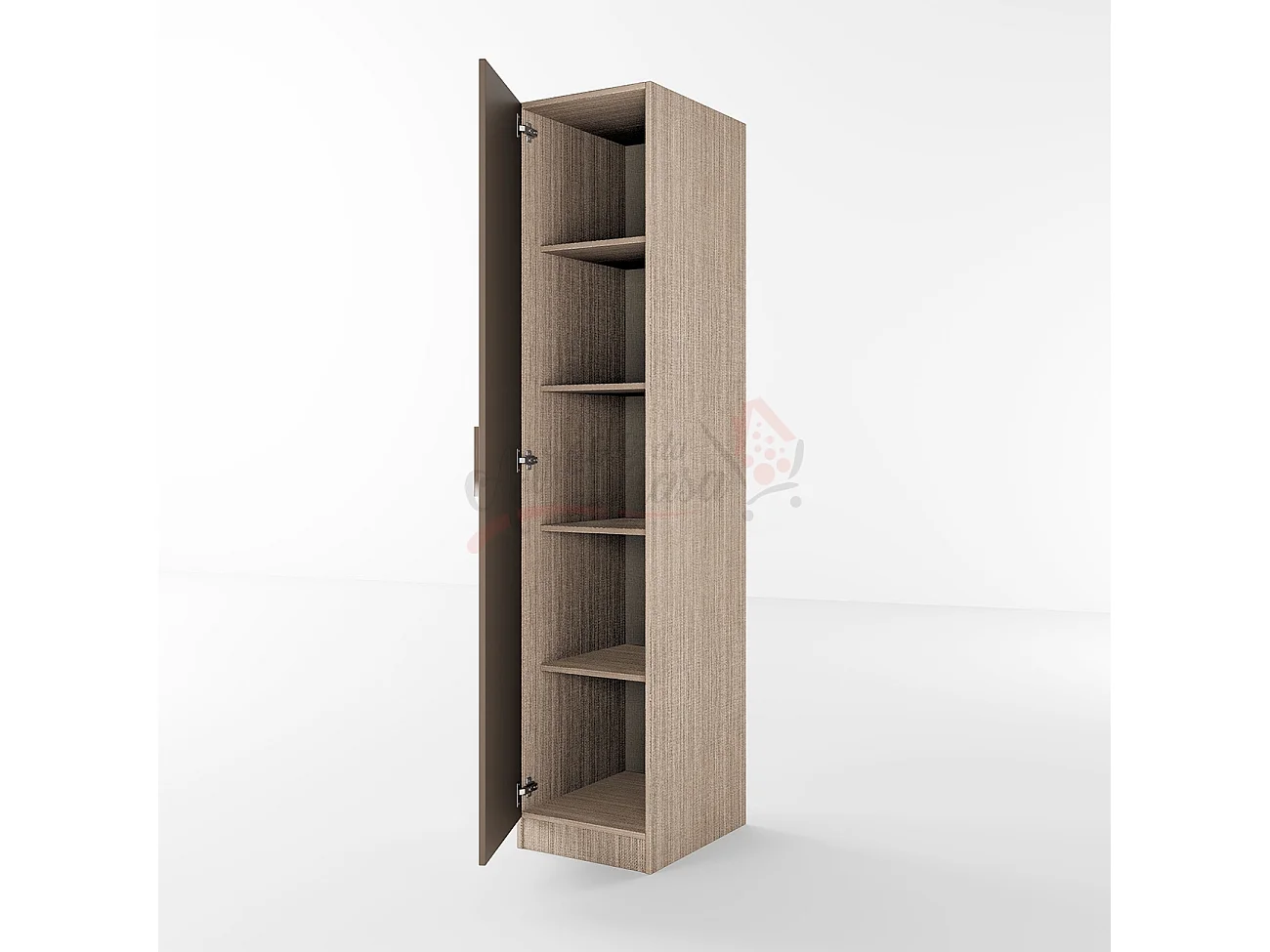 Armadio con anta battente a colonna moderno effetto legno 40x191 beige scuro e lino AI1010