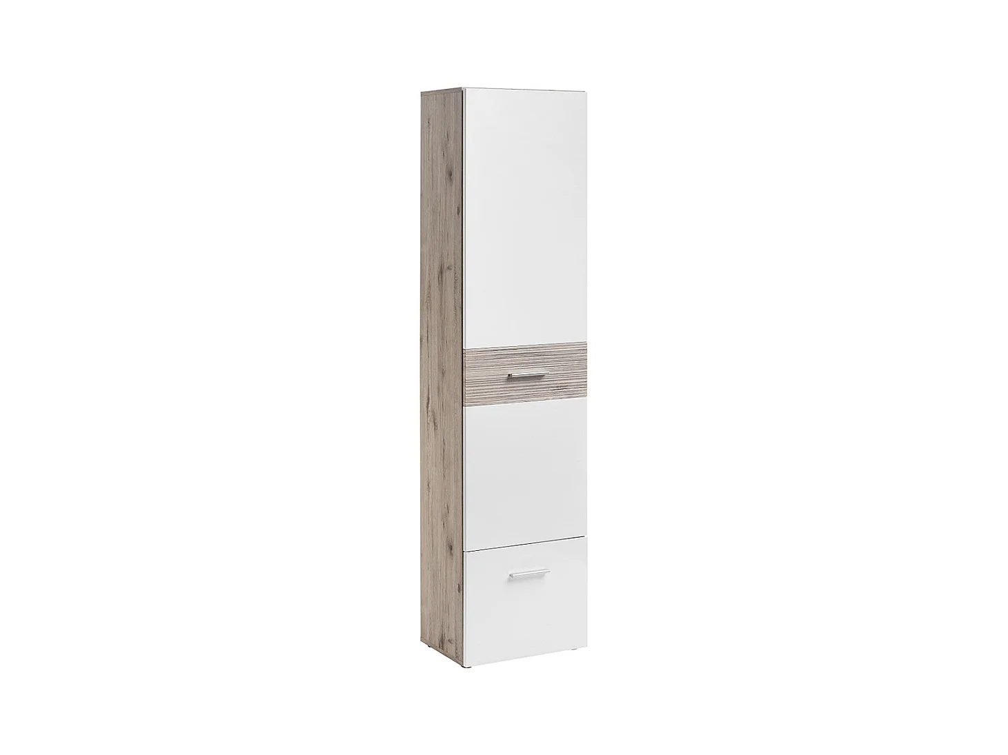 Armadio a colonna con anta battente e vano design moderno da camera 50x200 quercia e bianco lucido ACP2