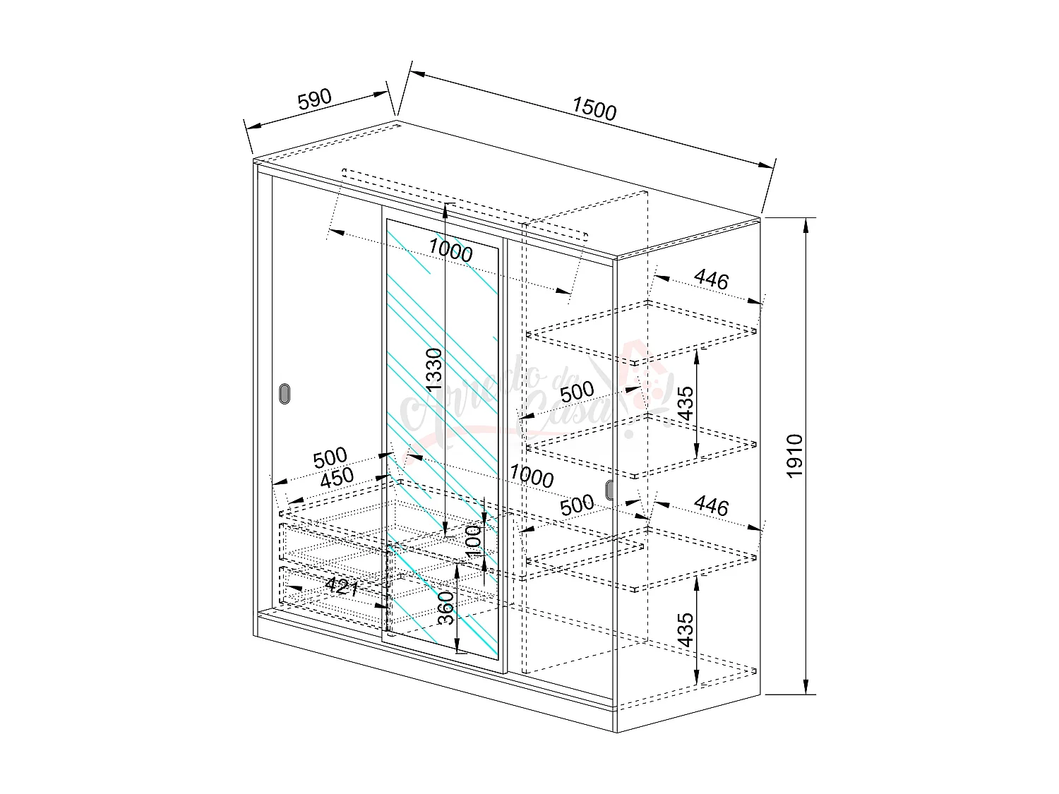 Armadio con tre ante scorrevoli e specchio design moderno effetto legno 150x191 rovere chiaro AI1006