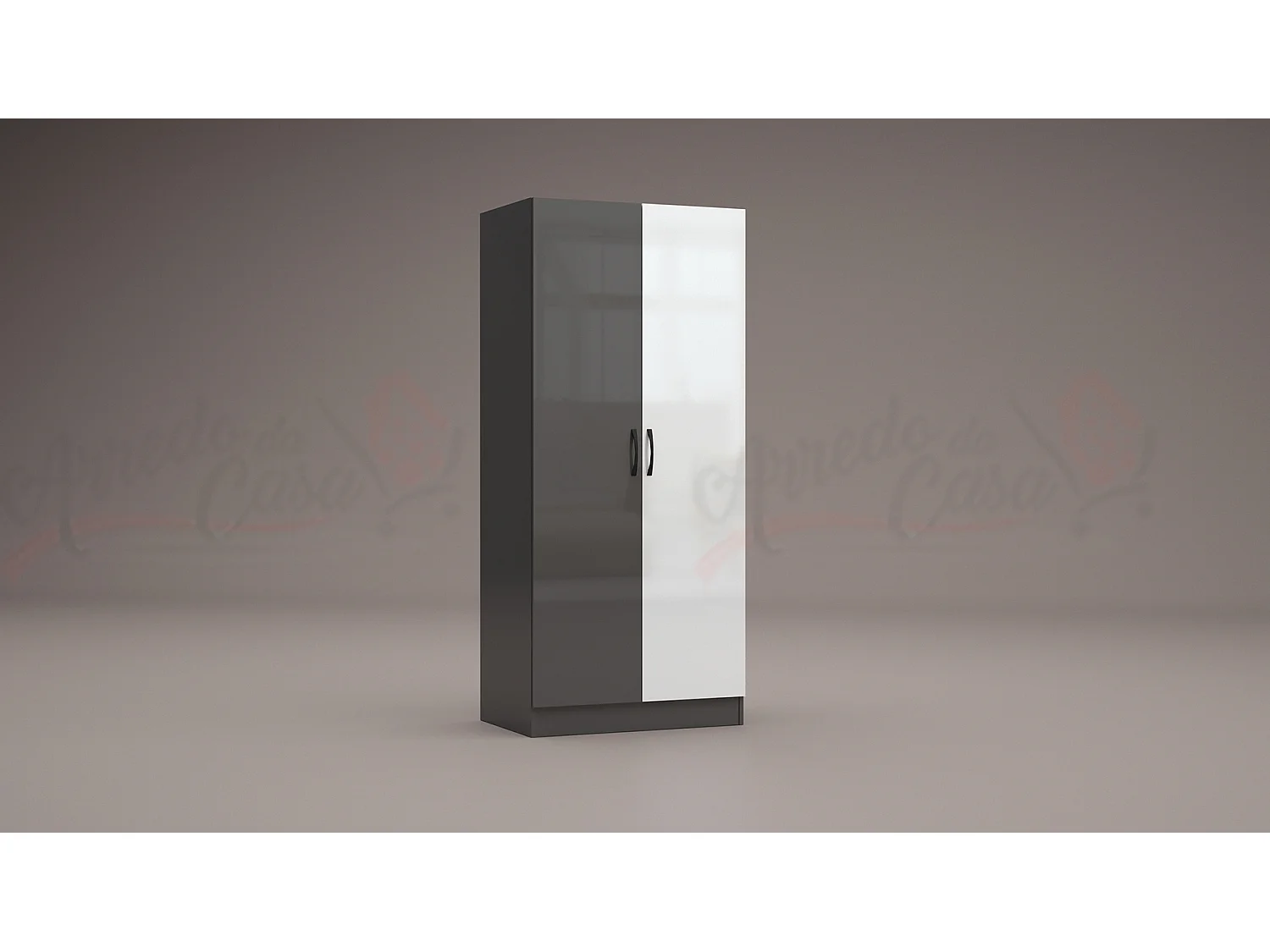 Armadio a due ante battenti effetto legno stile classico 80x181 bianco e grigio lucido AG1