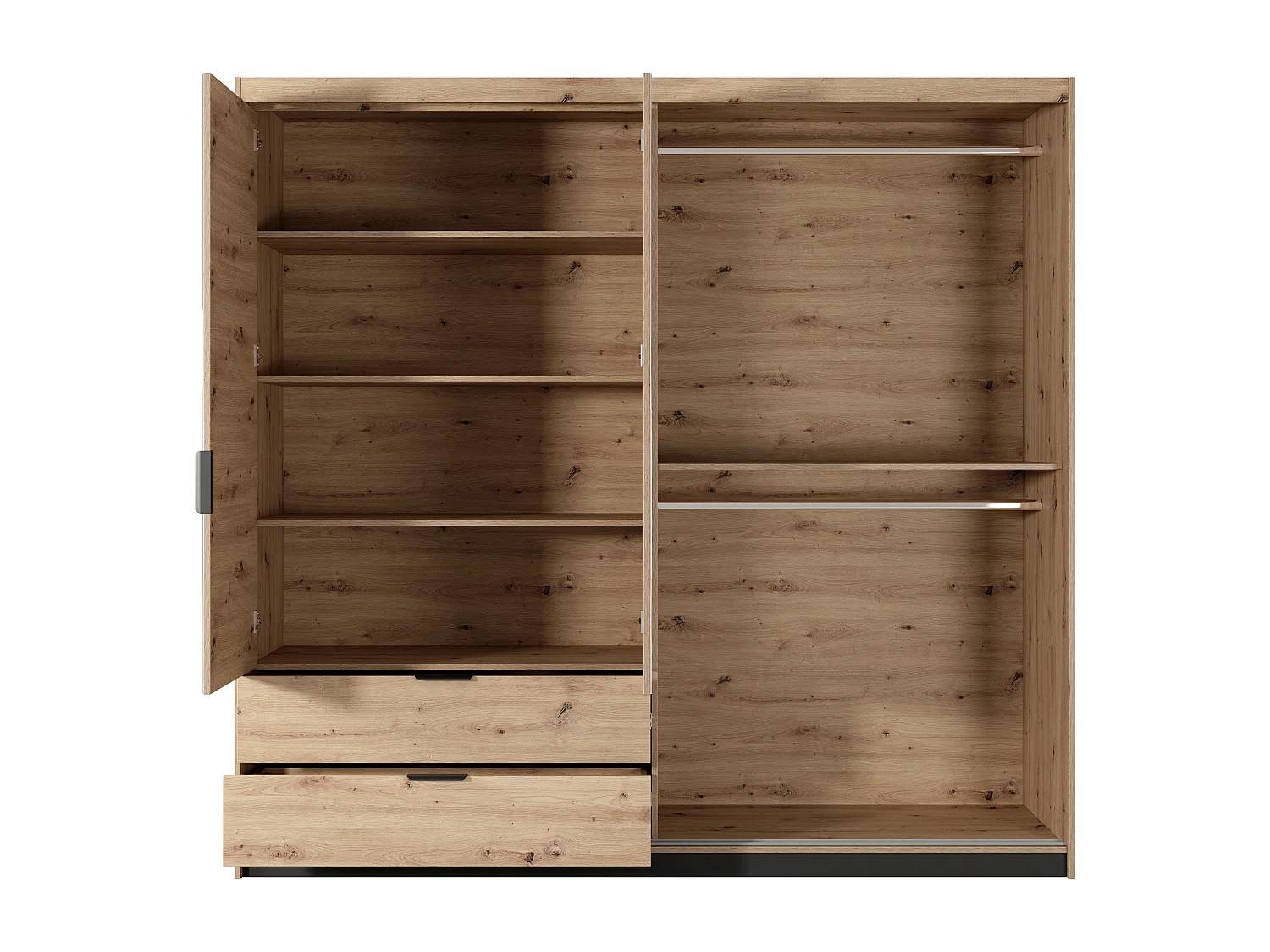 Armadio 220x210cm con 2 ante battenti con specchio 1 anta scorrevole e 2 cassetti rovere chiaro ALK10