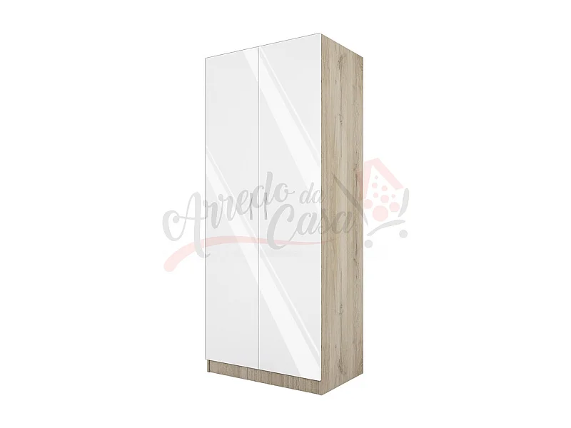 Armadio con anta battente moderno stile semplice effetto legno 80x191 rovere e bianco lucido AI1001