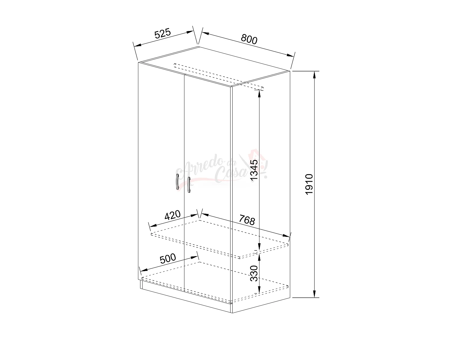 Armadio con anta battente moderno stile semplice effetto legno 80x191 rovere e bianco lucido AI1001