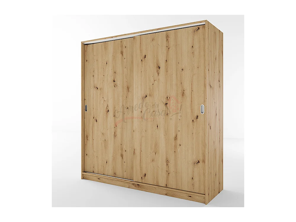 Armadio con due ante scorrevoli stile classico effetto legno 180x191 rovere AI1009