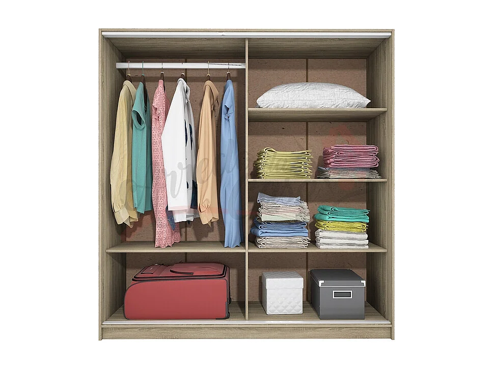 Armadio con due ante scorrevoli stile classico effetto legno 180x191 rovere AI1009