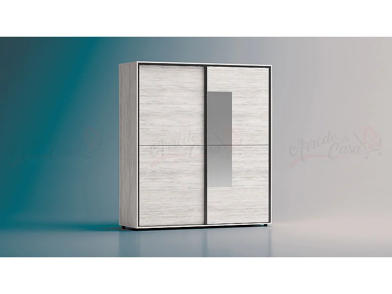 Armadio a 2 ante scorrevoli moderno180x200x59 cm bianco legno AG45