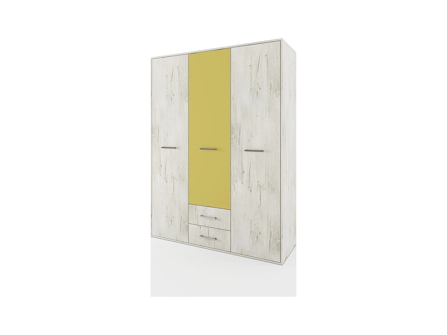 armadio a tre ante battenti con cassetti inferiori effetto legno AI14 150x201 bianco legno e lime