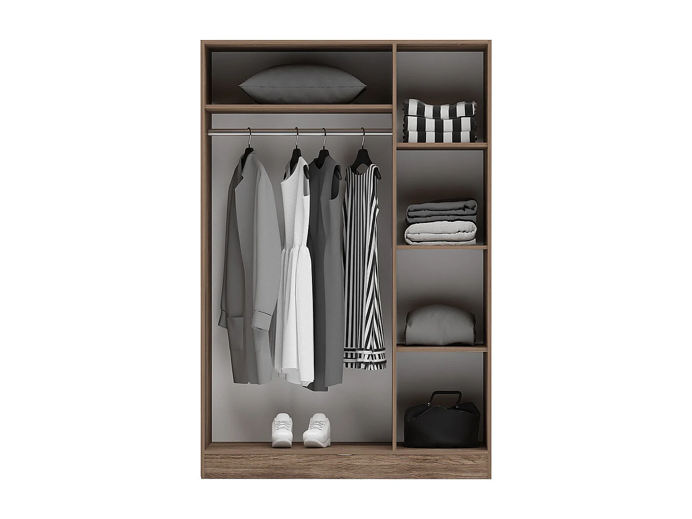 Armadio a tre ante battenti con specchio design moderno 120x181 rovere e antracite AG3