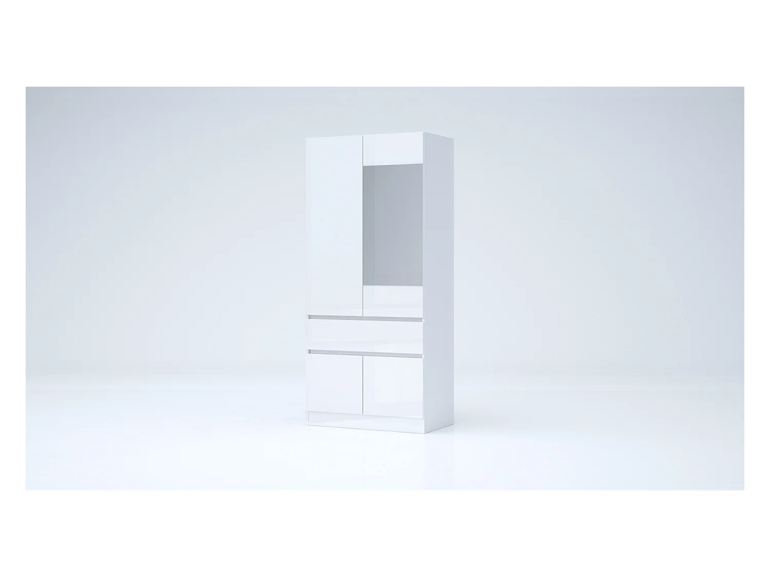 Armadio 4 ante e 1 cassetto 90x200x52 cm bianco lucido AG55