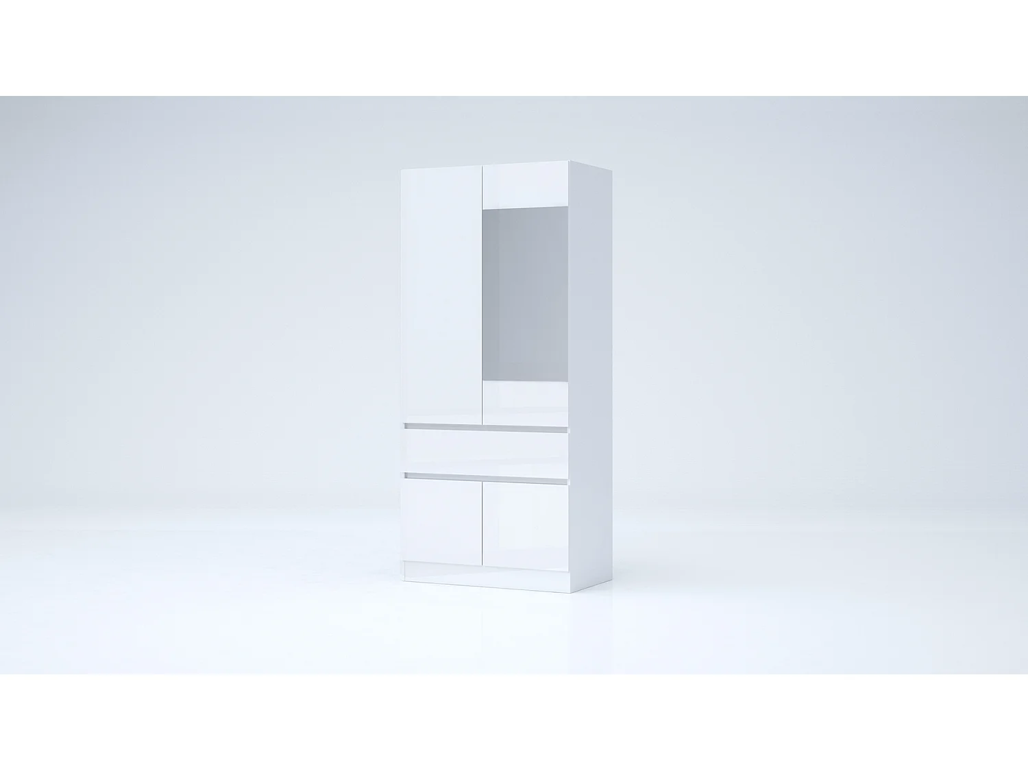 Armadio 4 ante e 1 cassetto 90x200x52 cm bianco lucido AG55