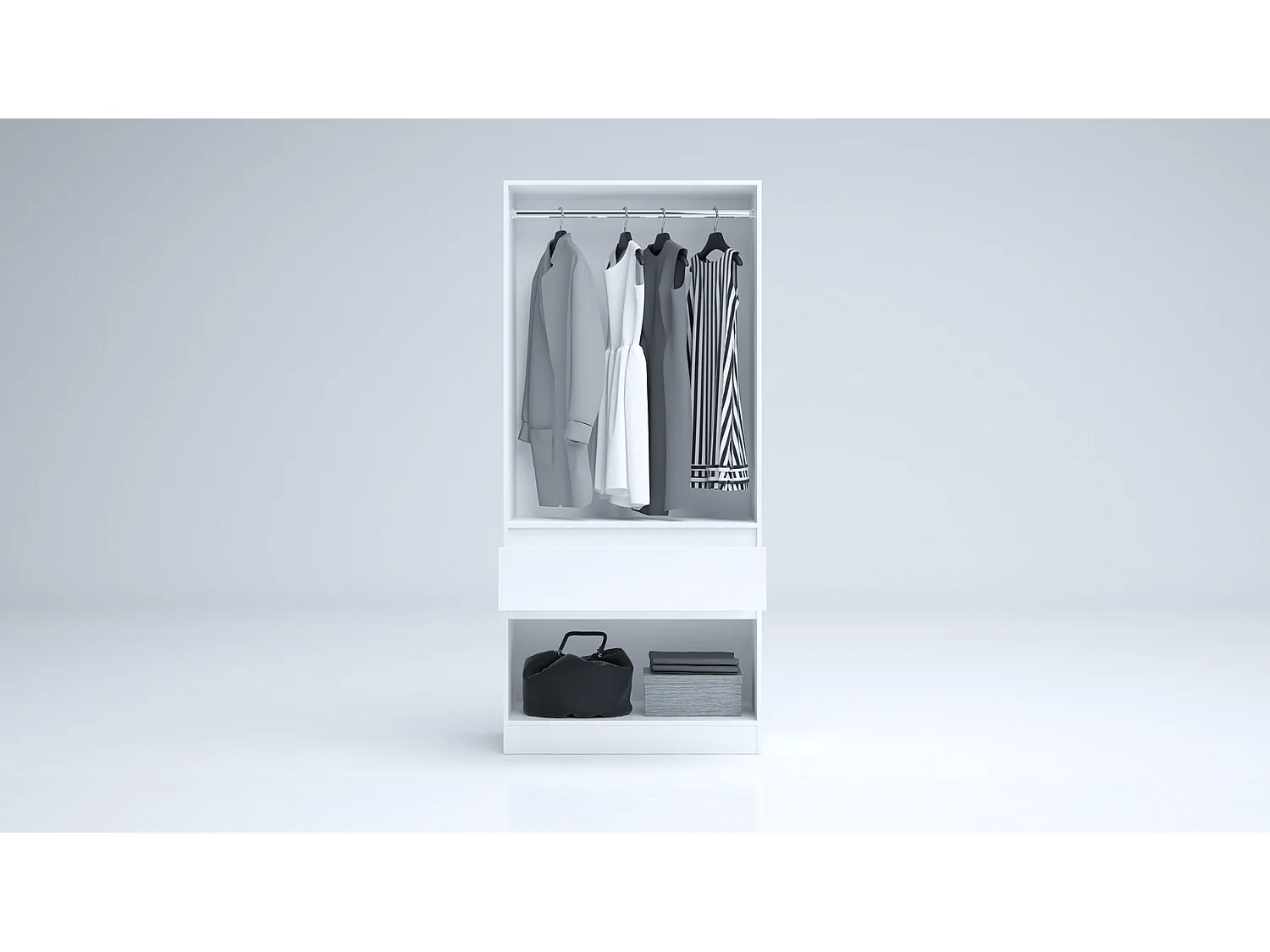 Armadio 4 ante e 1 cassetto 90x200x52 cm bianco lucido AG55