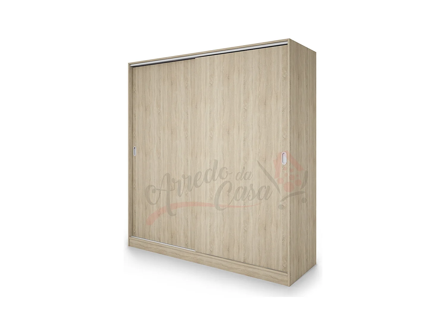 Armadio con due ante scorrevoli stile classico effetto legno 180x191 rovere chiaro AI1009
