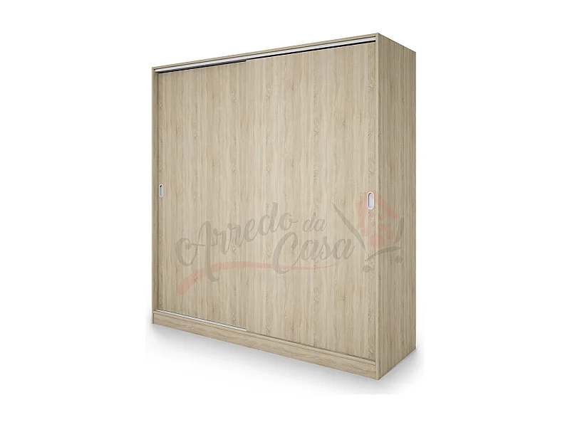 Armadio con due ante scorrevoli stile classico effetto legno 180x191 rovere chiaro AI1009