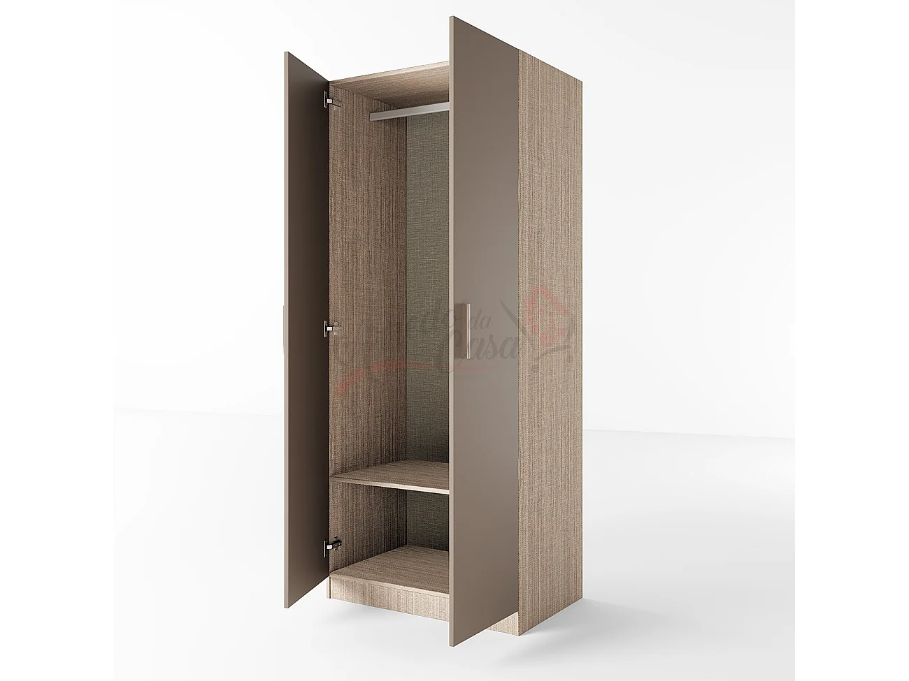 Armadio con anta battente moderno stile semplice effetto legno 80x191 beige scuro e lino AI1001