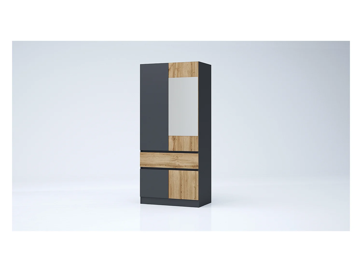 Armadio 4 ante e 1 cassetto 90x200x52 cm rovere/antracite AG55