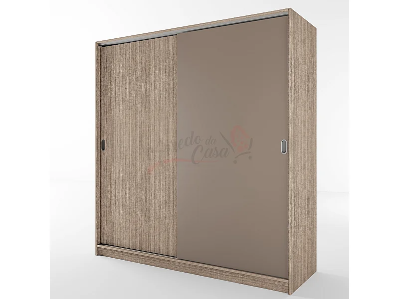 Armadio con due ante scorrevoli stile classico effetto legno 180x191 beige scuro e lino AI1009