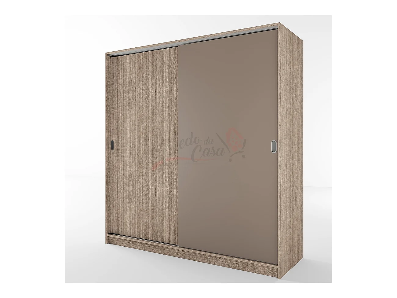 Armadio con due ante scorrevoli stile classico effetto legno 180x191 beige scuro e lino AI1009