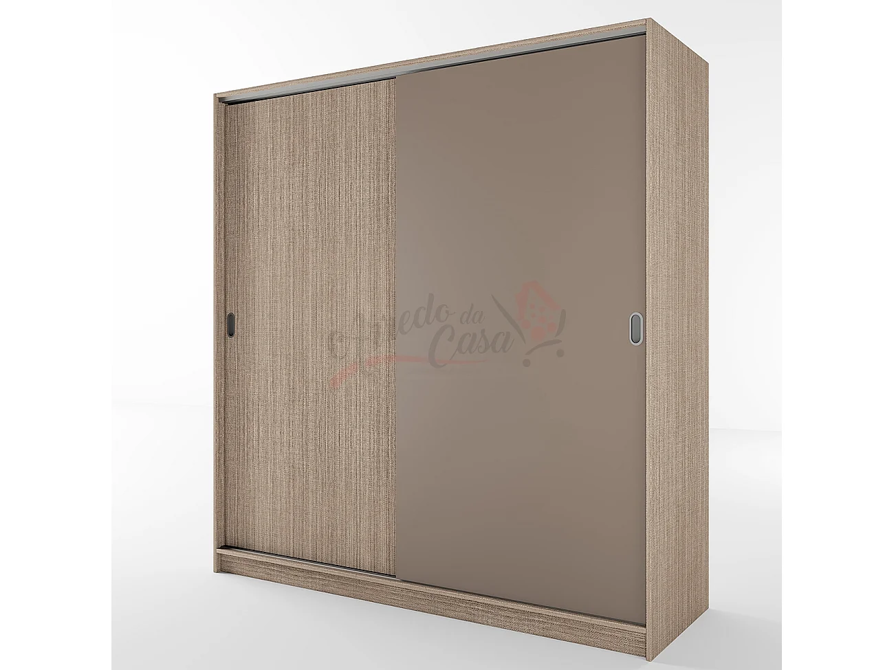 Armadio con due ante scorrevoli stile classico effetto legno 180x191 beige scuro e lino AI1009