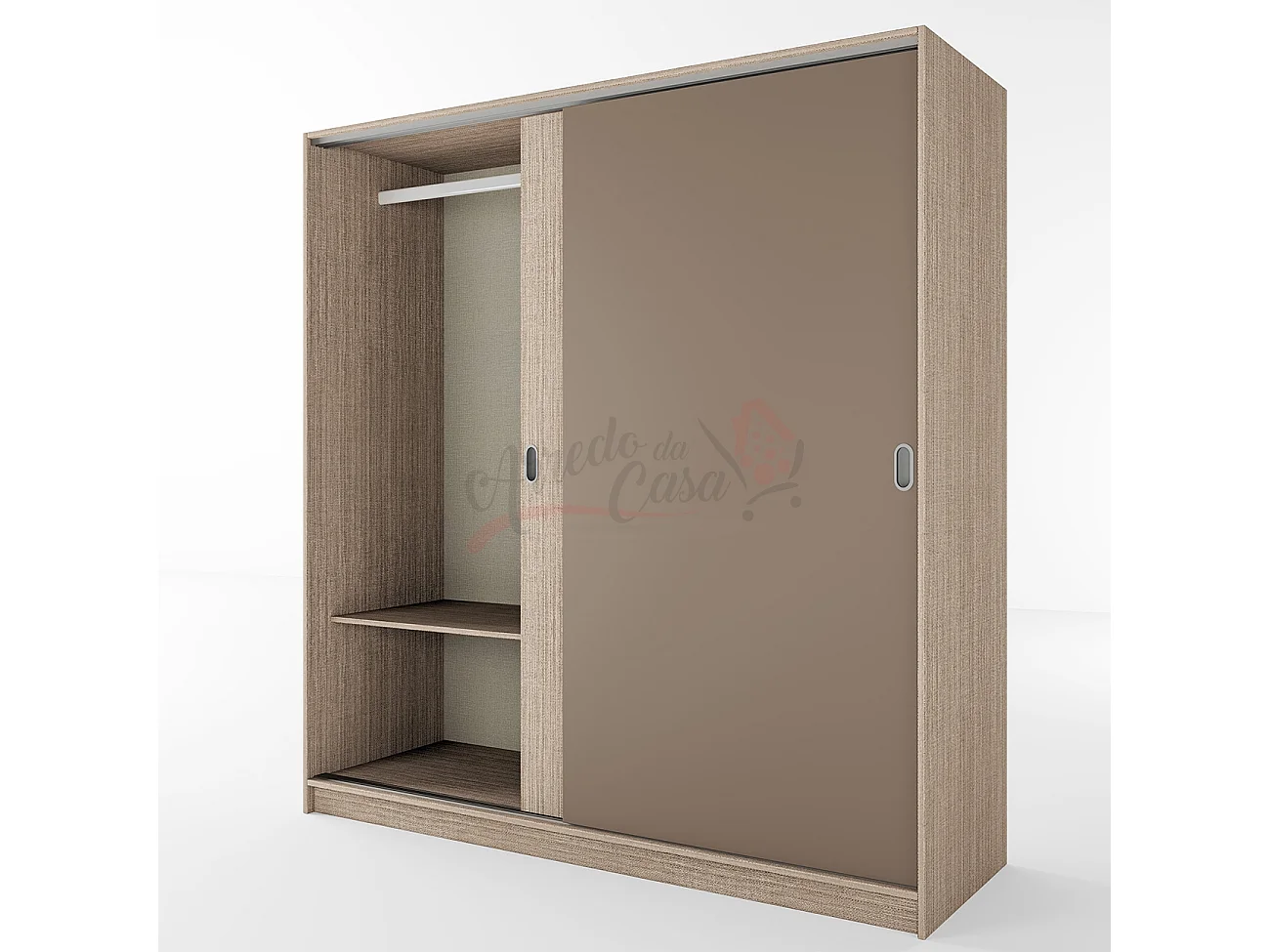 Armadio con due ante scorrevoli stile classico effetto legno 180x191 beige scuro e lino AI1009