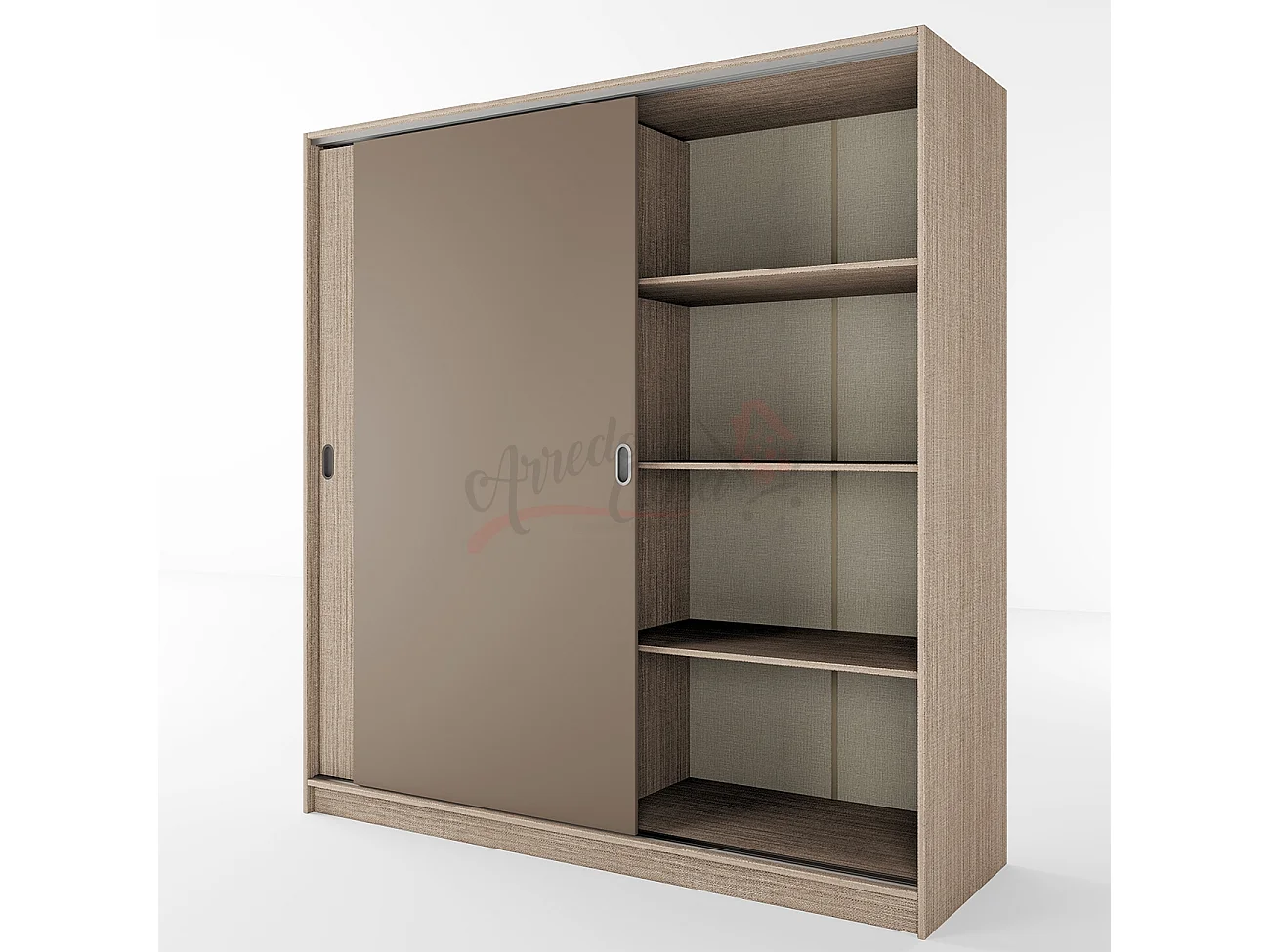 Armadio con due ante scorrevoli stile classico effetto legno 180x191 beige scuro e lino AI1009