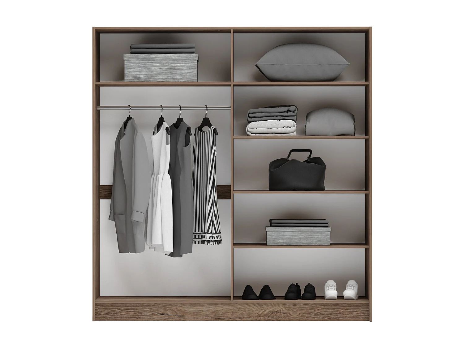 Armadio ad ante scorrevoli con specchio marrone e grigio antracite AG9