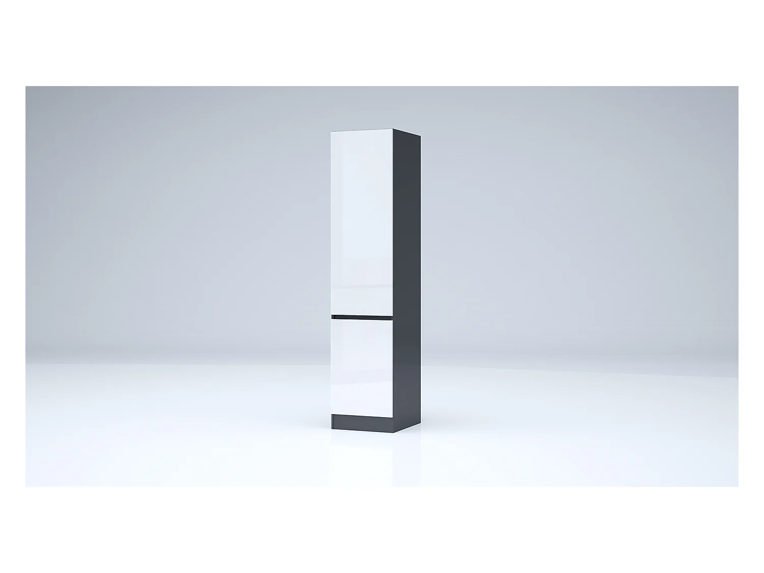 Armadio 2 ante battenti moderno 45x200x52 cm bianco lucido/antracite AG54