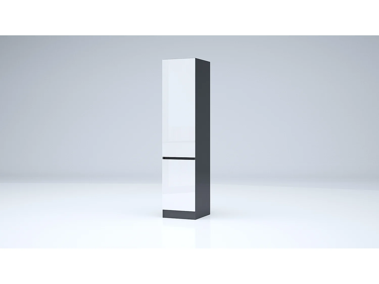 Armadio 2 ante battenti moderno 45x200x52 cm bianco lucido/antracite AG54