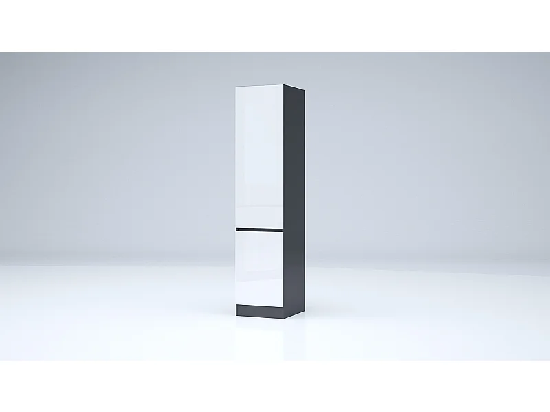 Armadio 2 ante battenti moderno 45x200x52 cm bianco lucido/antracite AG54