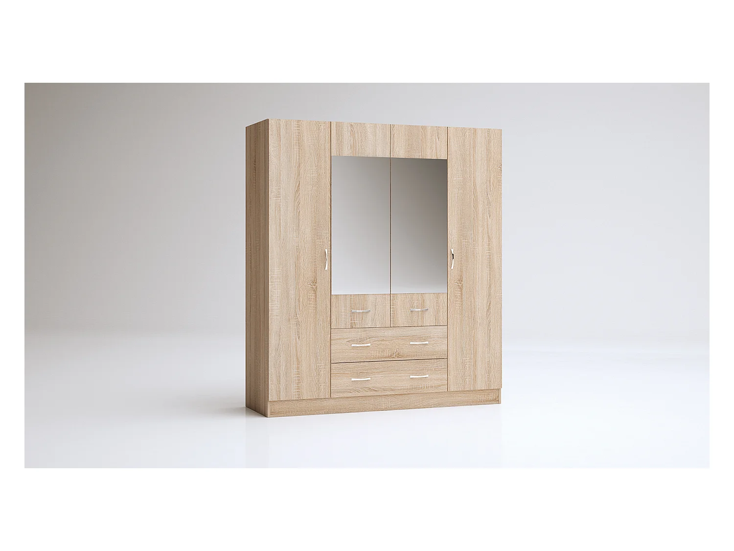 Armadio 4 ante battenti e 2 cassetti 160x181x52 cm rovere AG49