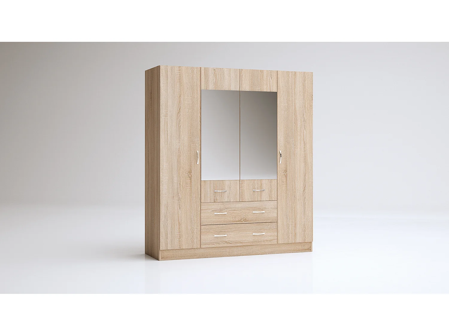 Armadio 4 ante battenti e 2 cassetti 160x181x52 cm rovere AG49