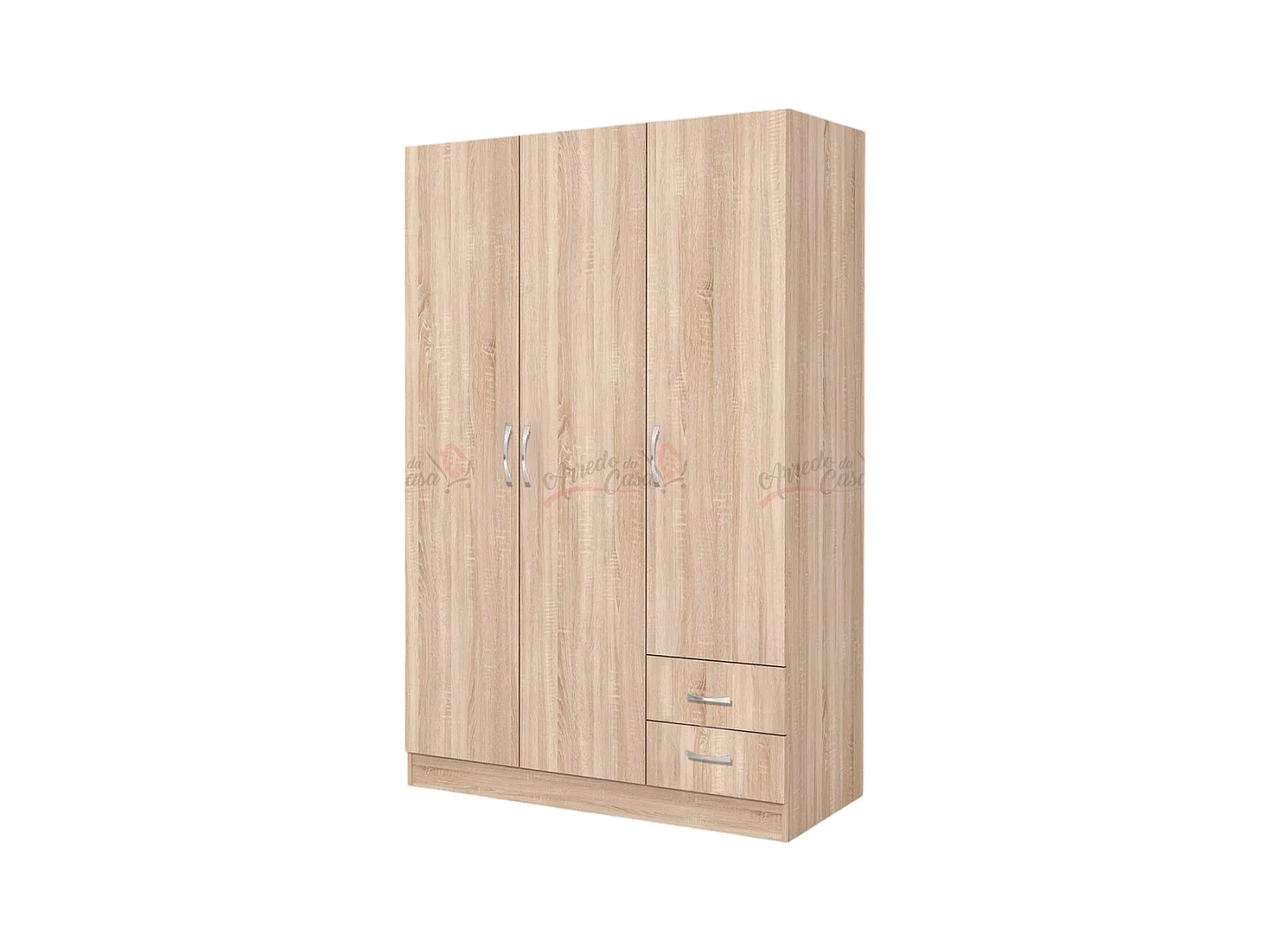 Armadio a tre ante battenti stile classico con due cassetti effetto legno 120x181 rovere sonoma AG2