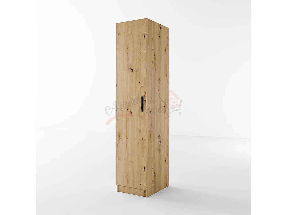 Armadio con anta battente a colonna moderno effetto legno 40x191 rovere AI1010