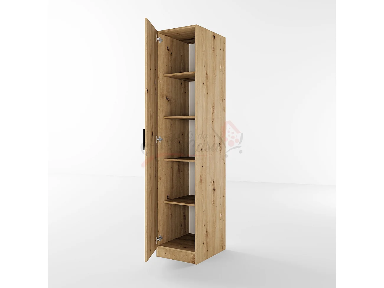 Armadio con anta battente a colonna moderno effetto legno 40x191 rovere AI1010