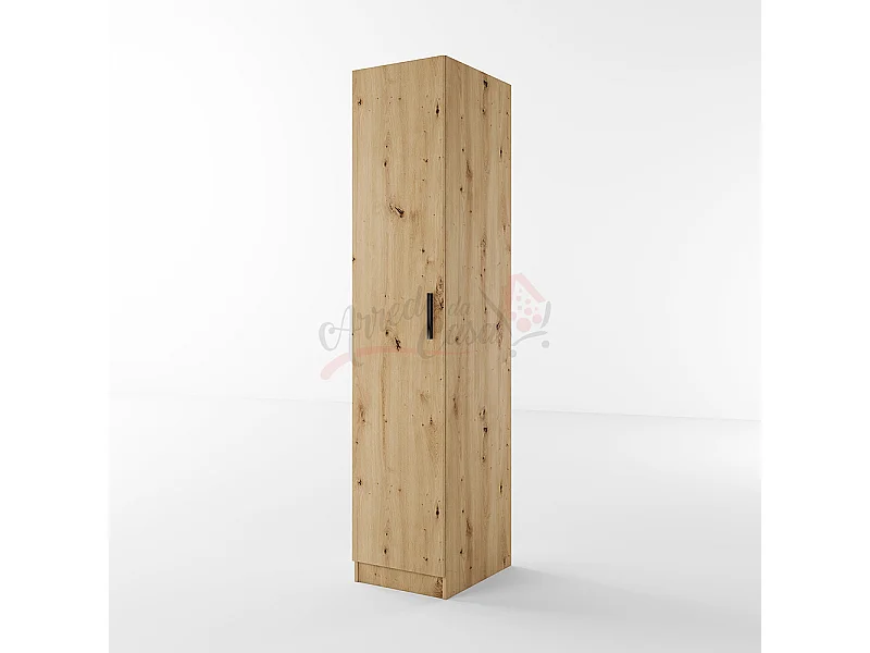 Armadio con anta battente a colonna moderno effetto legno 40x191 rovere AI1010
