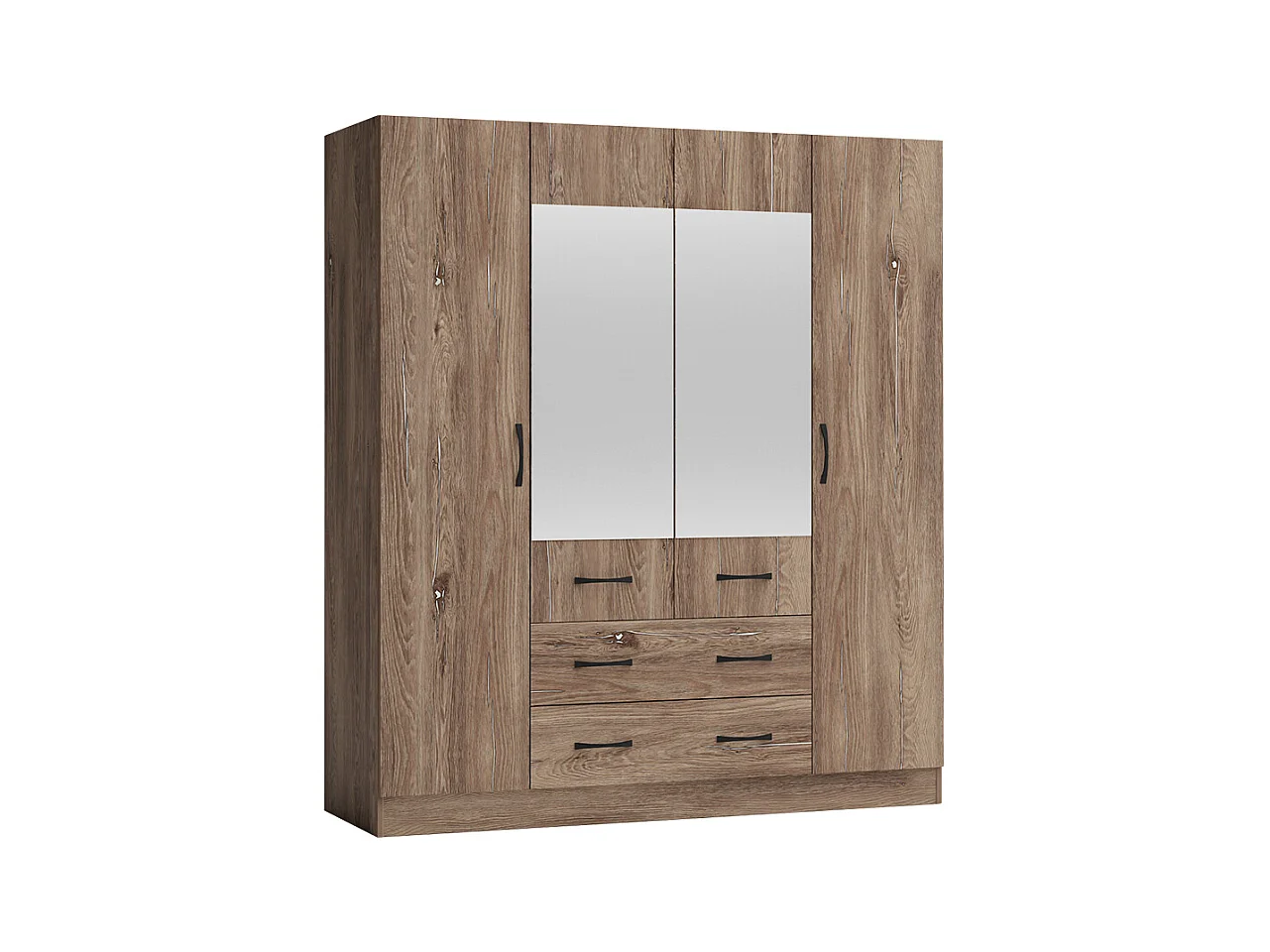 Armadio 4 ante battenti e 2 cassetti 160x181x52 cm marrone AG49