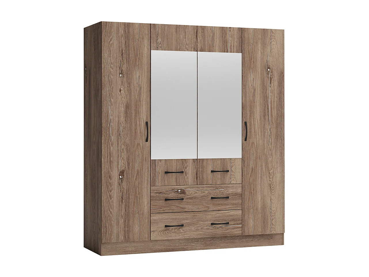 Armadio 4 ante battenti e 2 cassetti 160x181x52 cm marrone AG49