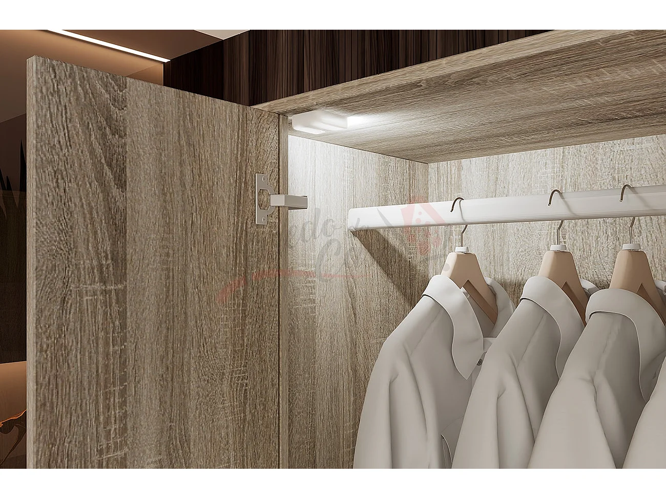 Armadio con due ante battenti effetto legno design classico 90x181 rovere scuro AI1015