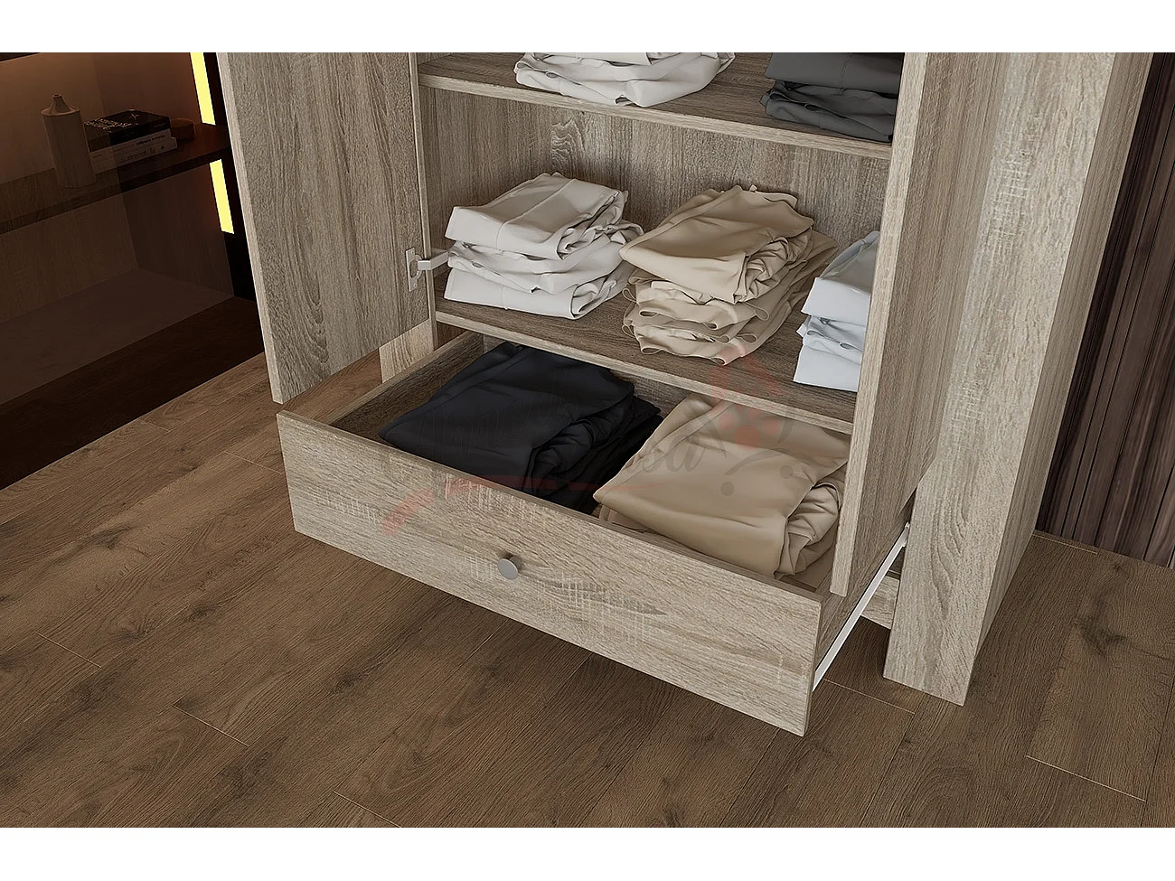 Armadio con due ante battenti effetto legno design classico 90x181 rovere scuro AI1015