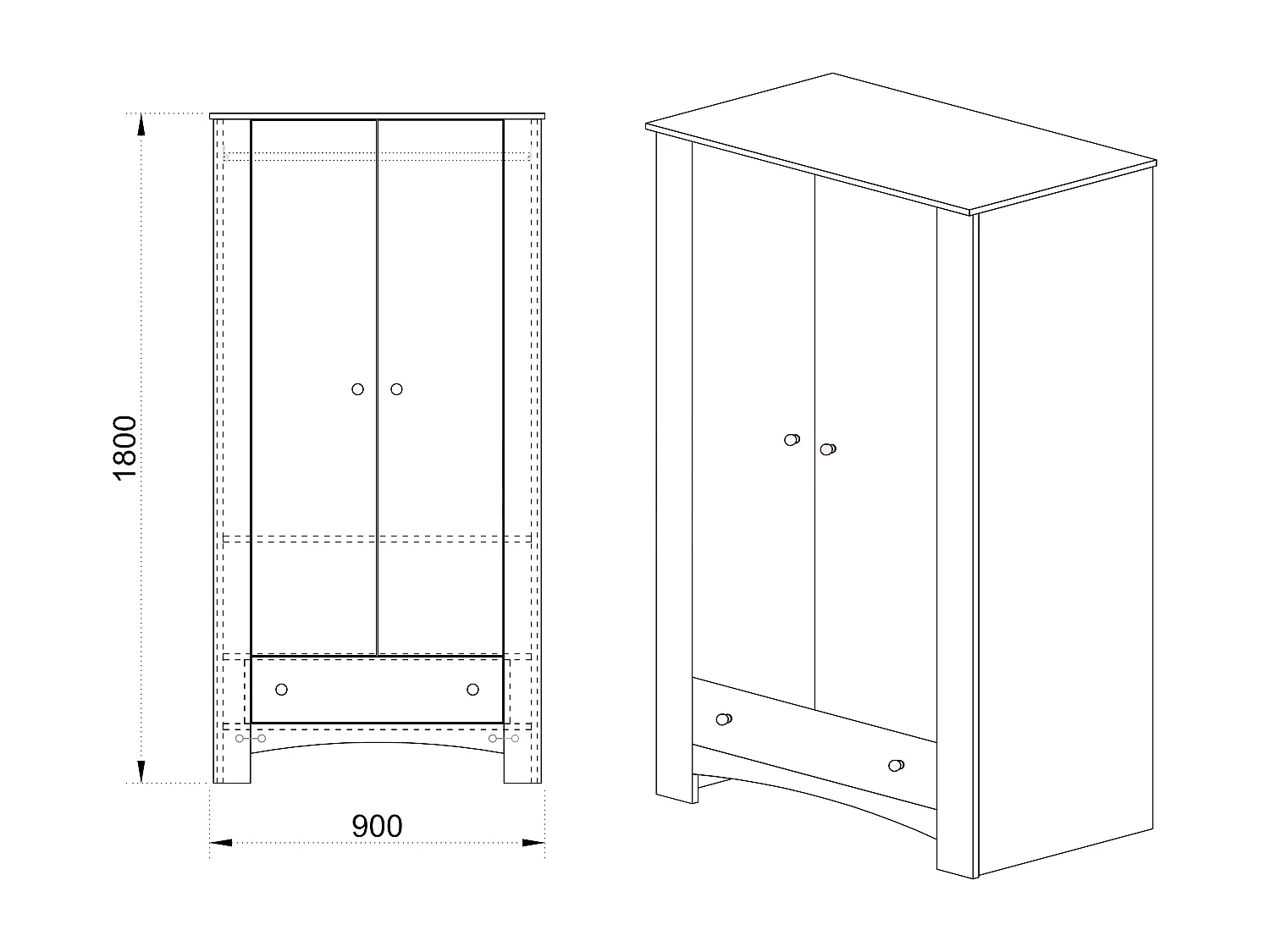 Armadio con due ante battenti effetto legno design classico 90x181 rovere scuro AI1015