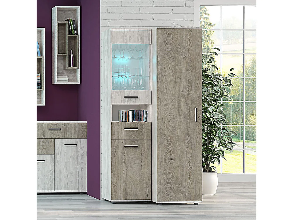 Armadio a colonna 50x193x52 cm in rovere bianco e rovere scuro AG42