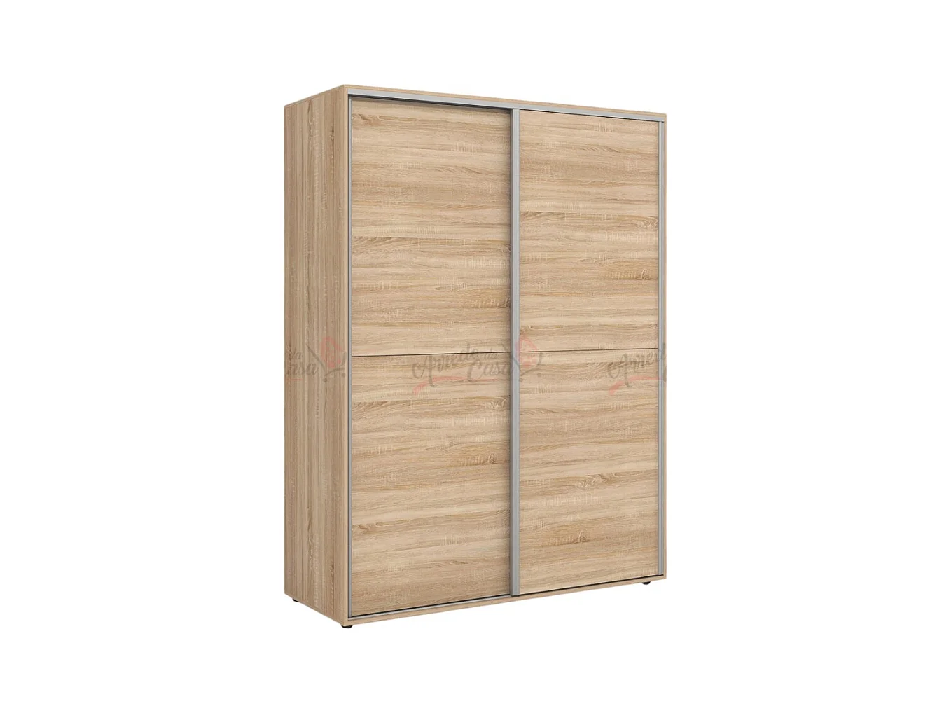 Armadio con due ante scorrevoli design contemporaneo per camera da letto 150x200 rovere sonoma AG4