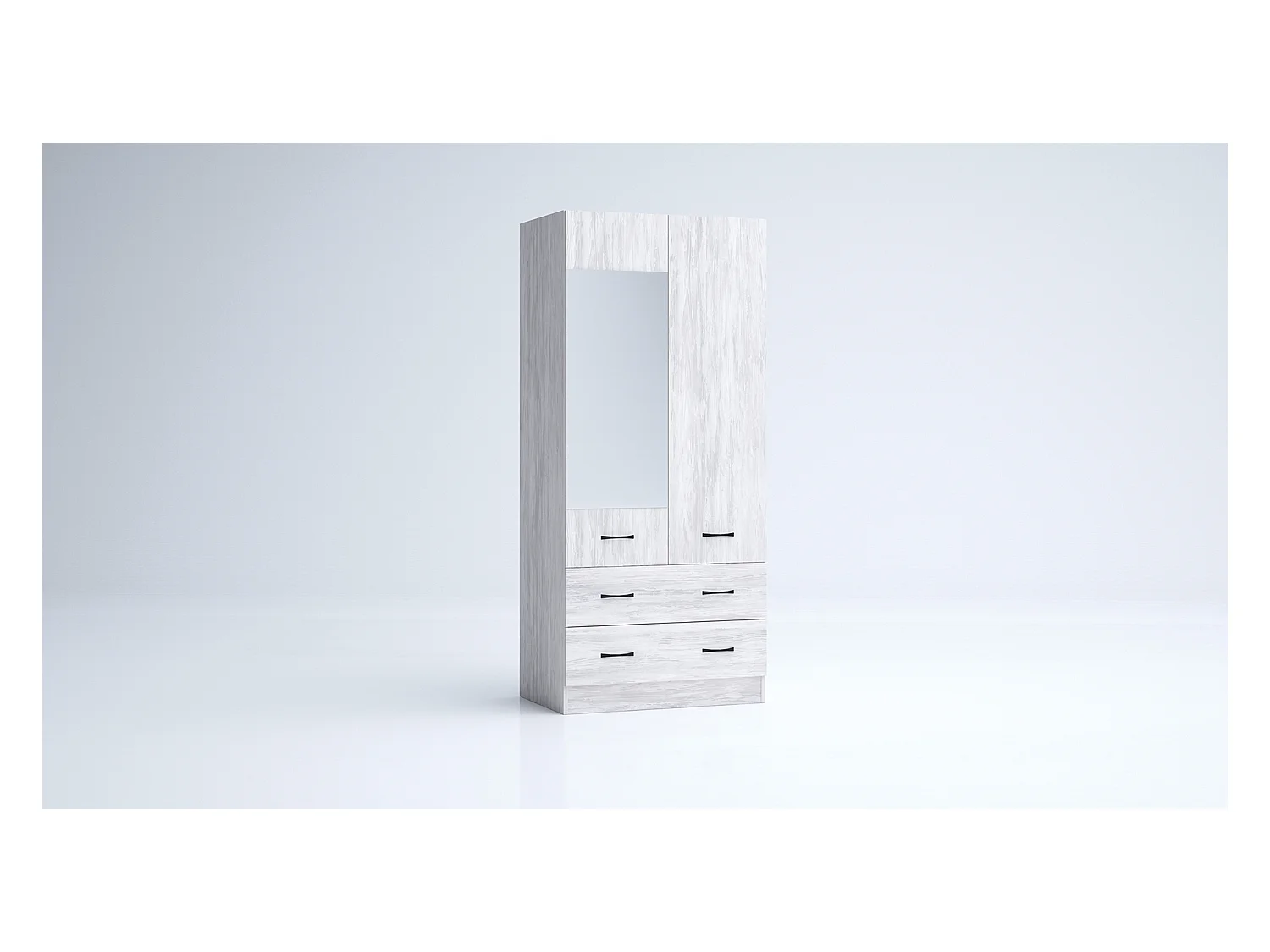 Armadio 2 ante battenti e 2 cassetti moderno 80x181x52 cm bianco legno AG50