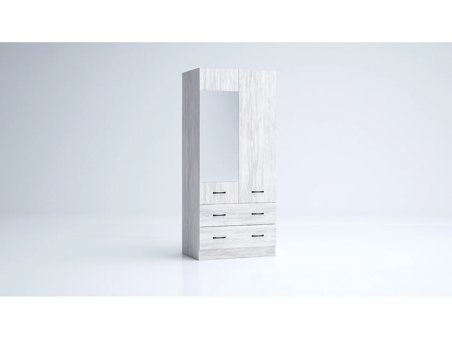 Armadio 2 ante battenti e 2 cassetti moderno 80x181x52 cm bianco legno AG50