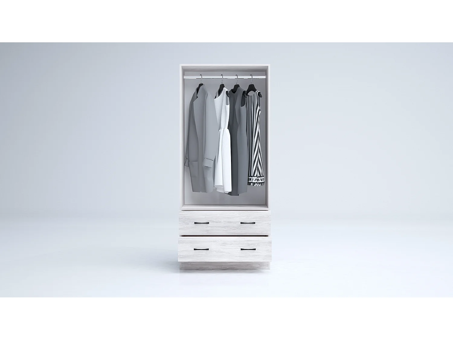 Armadio 2 ante battenti e 2 cassetti moderno 80x181x52 cm bianco legno AG50