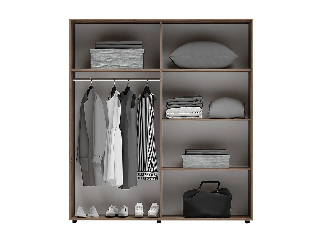 Armadio a 2 ante scorrevoli moderno180x200x59 cm bianco lucido/antracite AG45