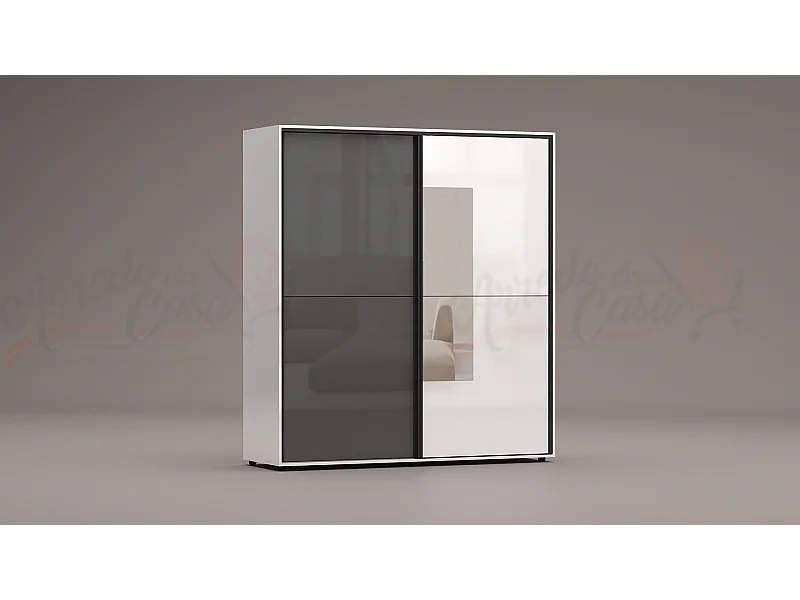 Armadio a 2 ante scorrevoli moderno180x200x59 cm bianco lucido/antracite AG45
